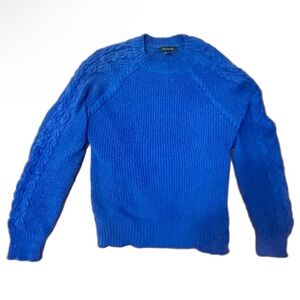 Ann Taylor Periwinkle Blue/Purple Crew Neck Sweater with Cable Knit Sleeves; NWT